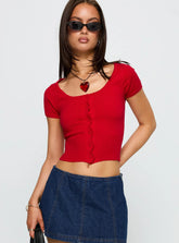 Pretty Sweet Button Up Top Red